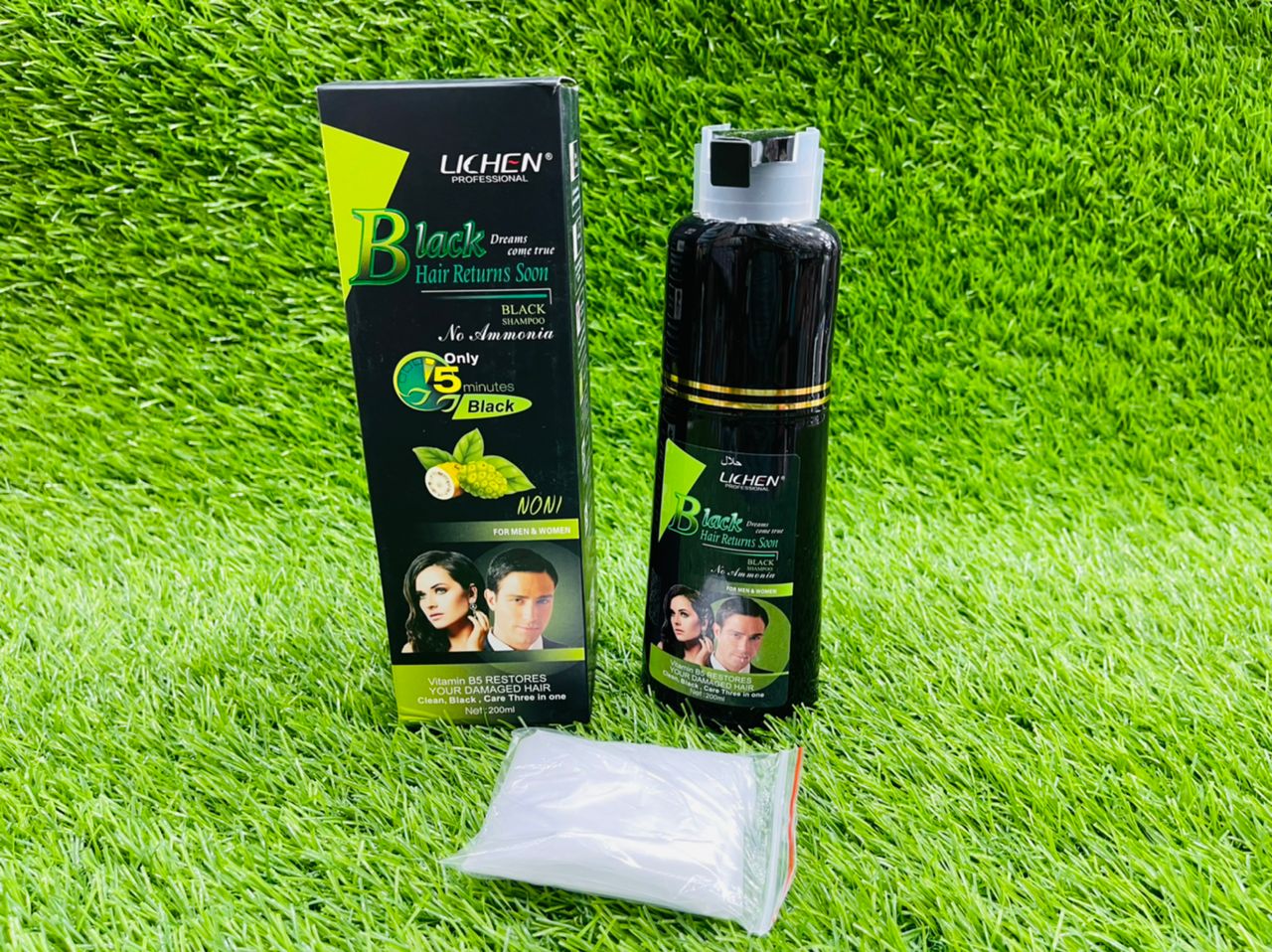 LICHEN BLACK SHAMPOO COLOUR 200ML WITH FREE GLOVES