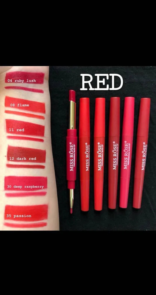 MISSROSE 2IN1 LIPSTICK RED COLLECTION PACK OF 6