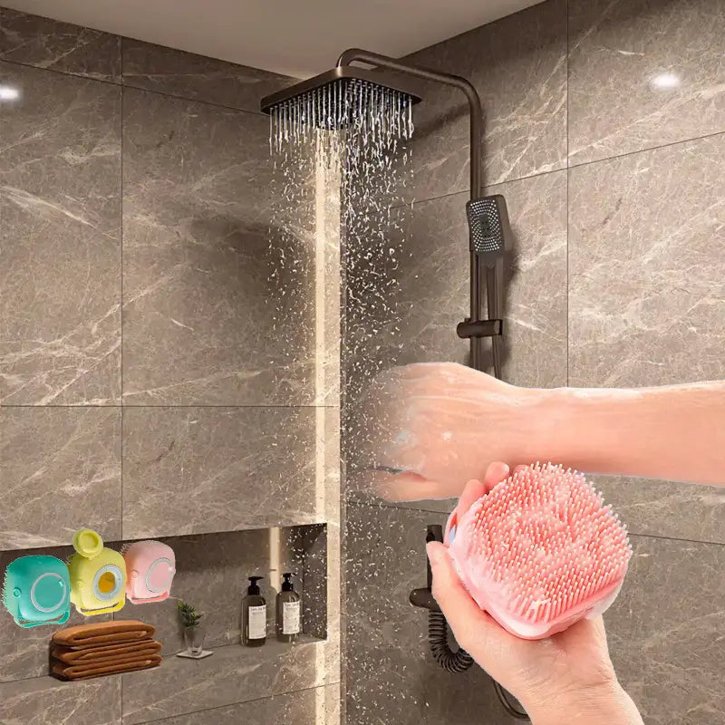 Soft Silicone Body Brush With Ergonomic Non-Slip Handle