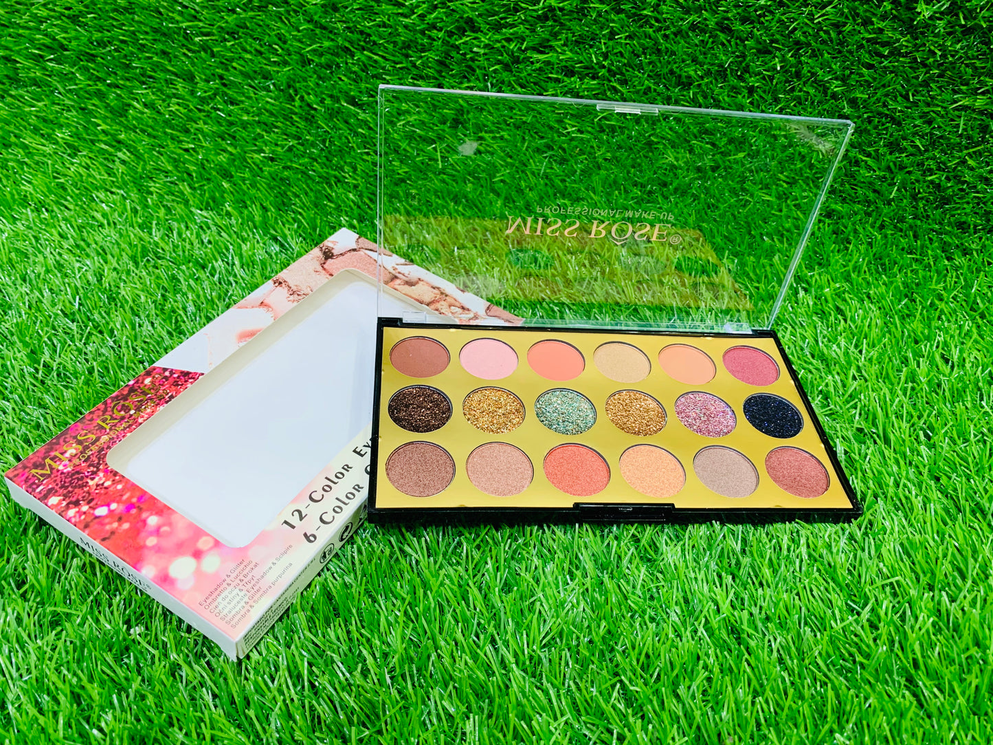 MISSROSE 6COLOUR GLITTER 12 COLOUR SHIMMER+MATT EYESHADOW PALLETE
