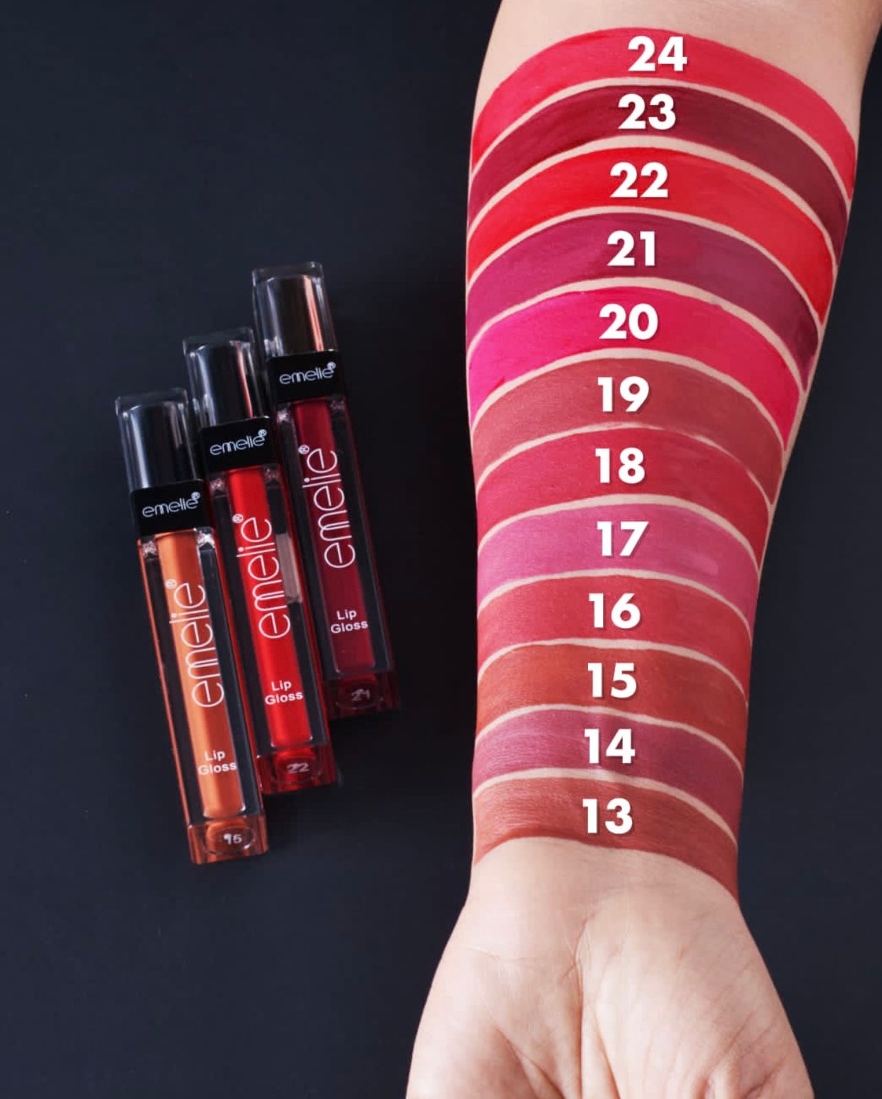 EMELIE LIQUID LIPGLOSS RED PACK OF 12 F01 RED COLLECTION