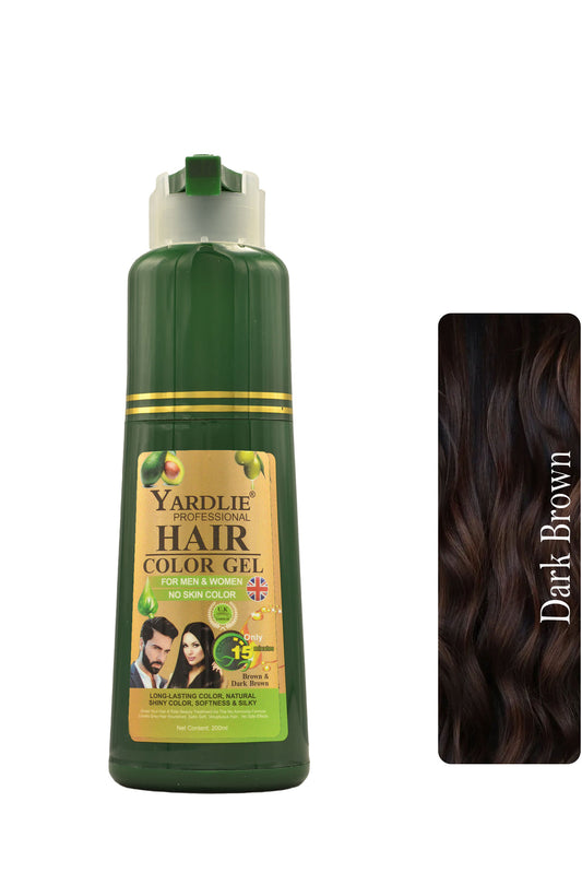 YARDLIE DARK BROWN HAIR COLOUR SHAMPOO GEL ADVANCE BOTTLE