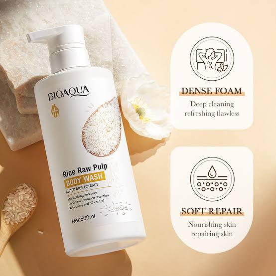 Bioaqua Rice Raw Pulp Body Wash 500ml