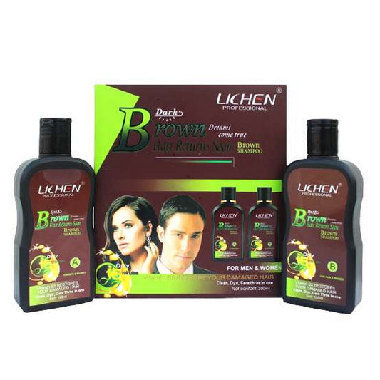 LICHEN BROWN COLOUR SHAMPOO 2 BOTTLES PACK 200ML*2 SHAMPOO COLOUR