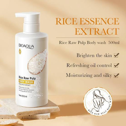 Bioaqua Rice Raw Pulp Body Wash 500ml