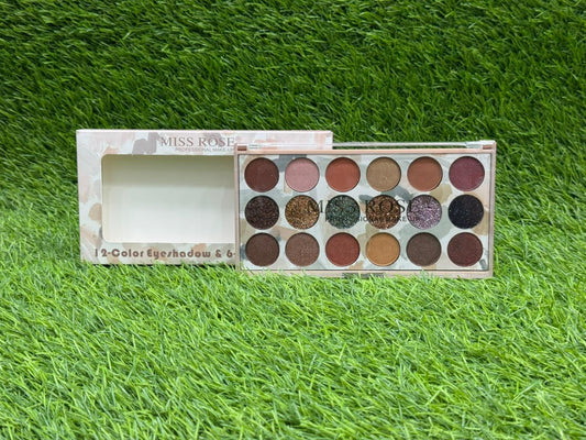 MISSROSE 6COLOUR GLITTER 12 COLOUR SHIMMER+MATT EYESHADOW PALLETE