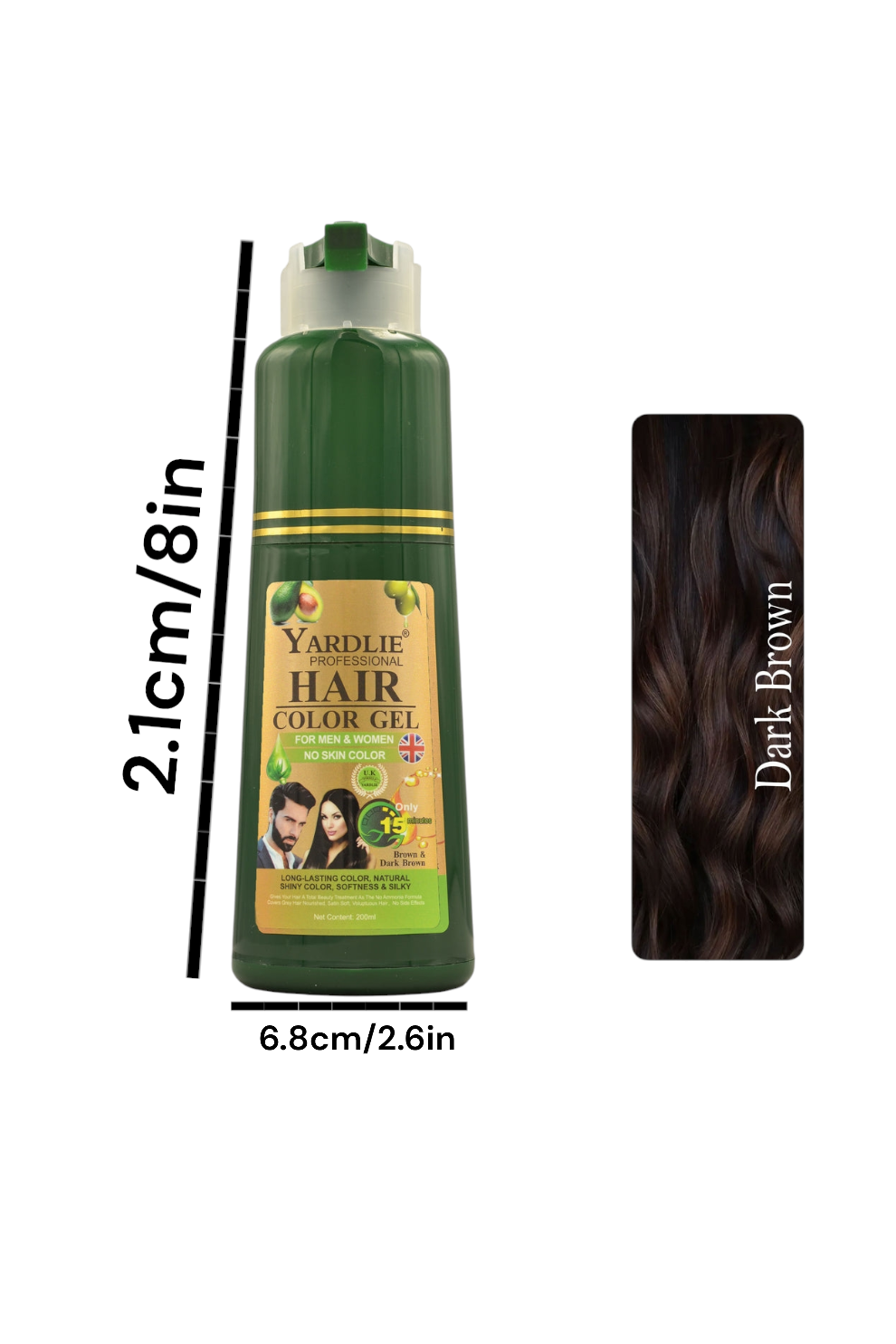 YARDLIE DARK BROWN HAIR COLOUR SHAMPOO GEL ADVANCE BOTTLE