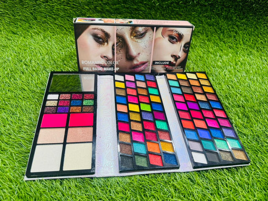 ROMANTIC COLOUR RC115 3FOLD VELVET+SHIMMER+MATT FULL MAKEUP PALLETE.