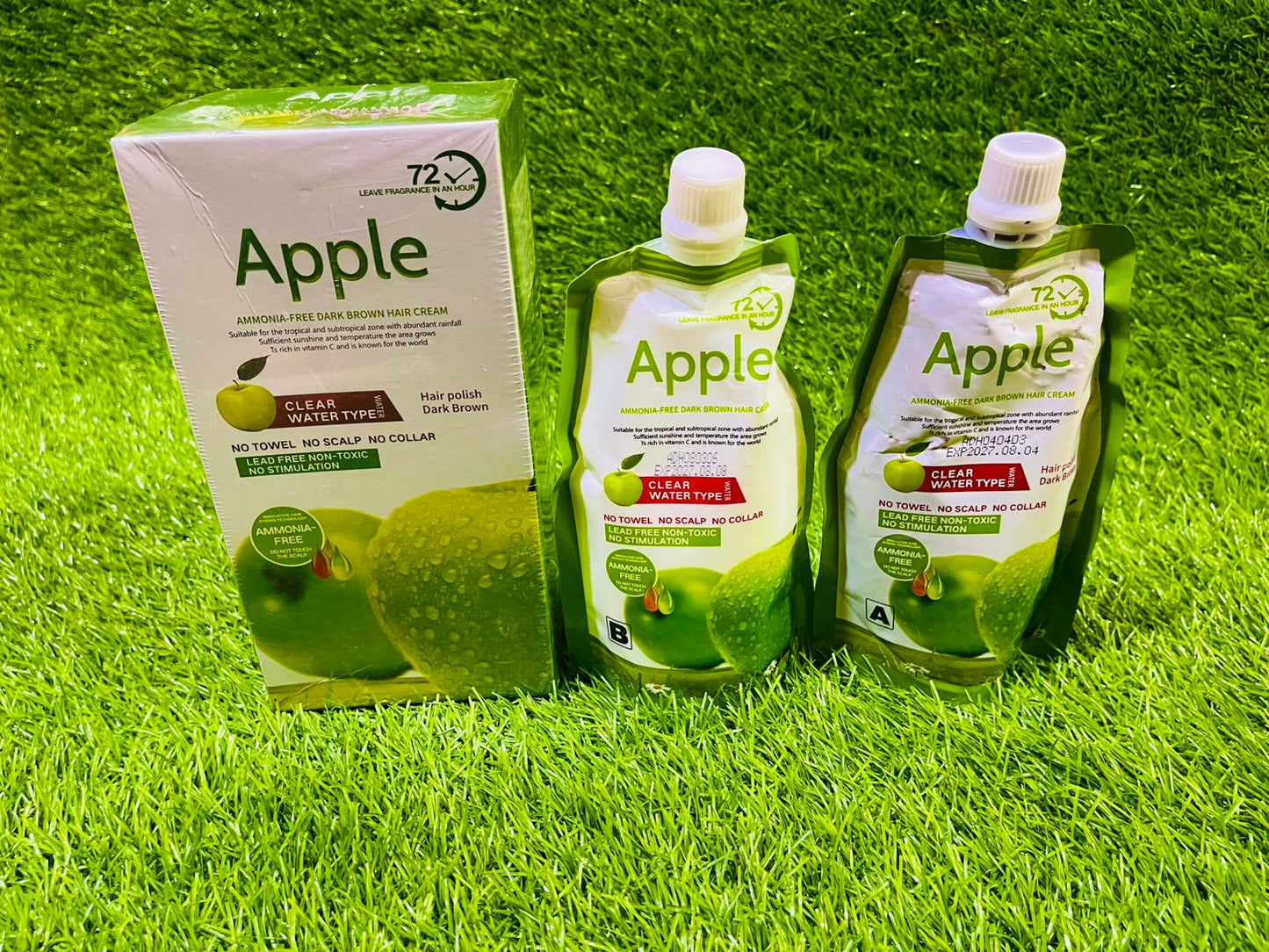 Apple Hair Colour 72 Dark Brown Amonia Free 250+250ML