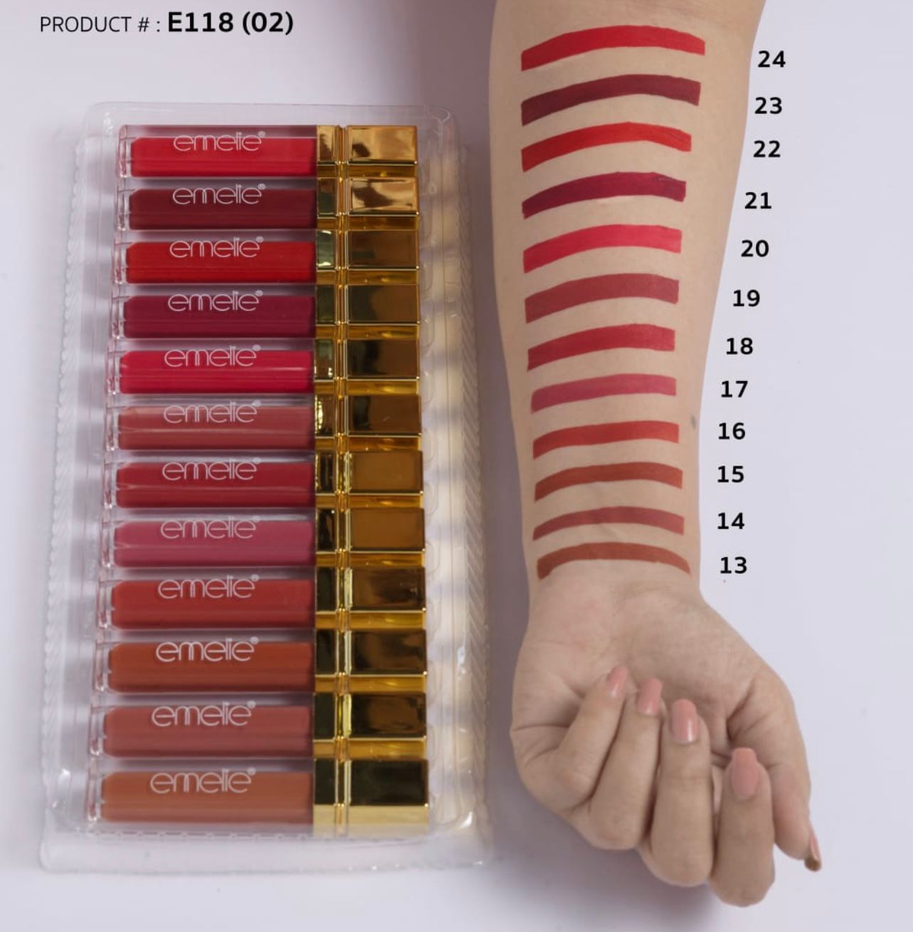 EMELIE COMPLETE PACK OF 12 LIP GLOSS E118 RED COLLECTION