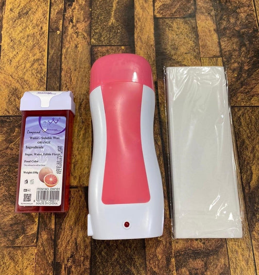 DEPILATORY REFILL MACHINE WITH DEPILATORY WAX STRIPS AND  ROLL ON WAX