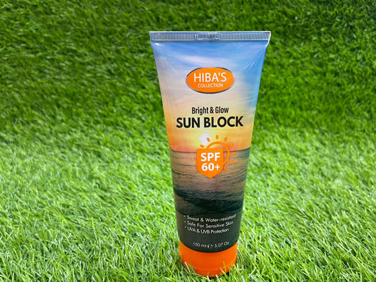 HIBAS SUN BLOCK (BRIGHT AND GLOW)SPF 60 (150ML)(ALL SKIN TYPES)(CAST FREE)
